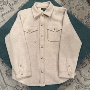 J.Crew Wool Blend shirt Jacket Women Cream Ivory White Heather Size S